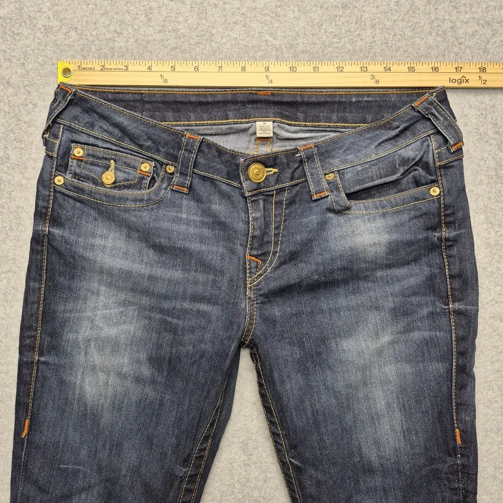 True Religion Jeans Womens 32x30 Blue Flap Pocket Stretch Vintage Skinny